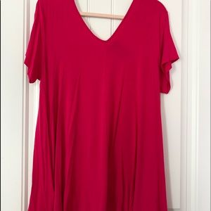 Fuchsia V-neck Womens tunic